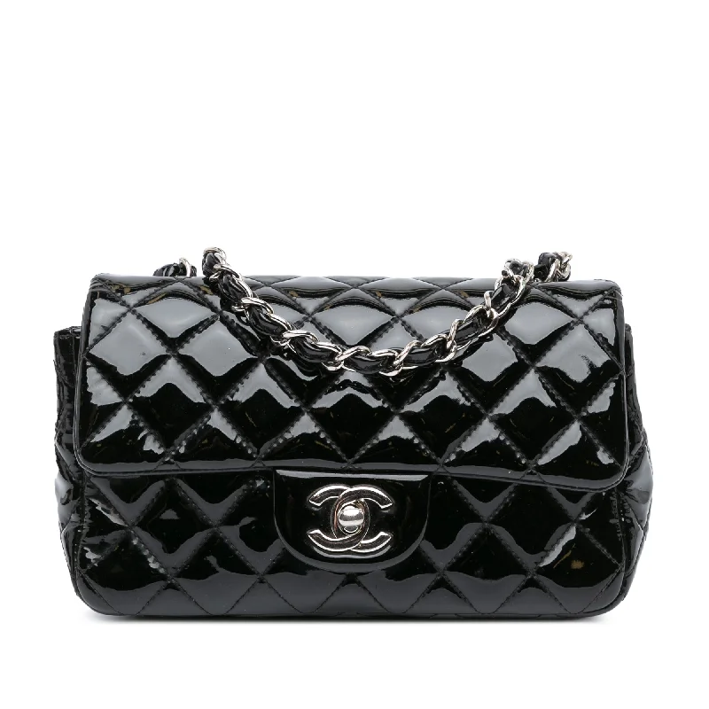 Chanel Designer Handbag with Unique DesignBlack Chanel Mini Rectangular Classic Patent Single Flap Crossbody Bag