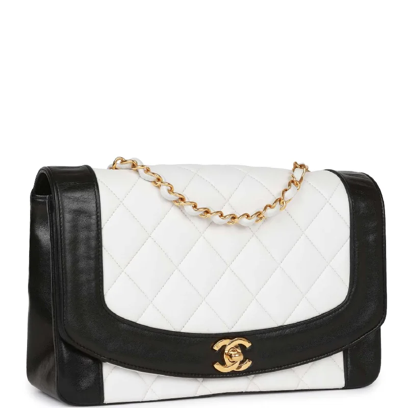 Chanel bags for those who value investment piecesVintage Chanel Medium Diana Flap Bag White and Black Lambskin Gold Hardware