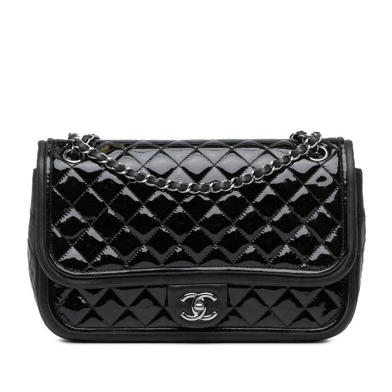 Chanel bags sale 2025Black Chanel Jumbo Patent Classic Twist Flap Shoulder Bag