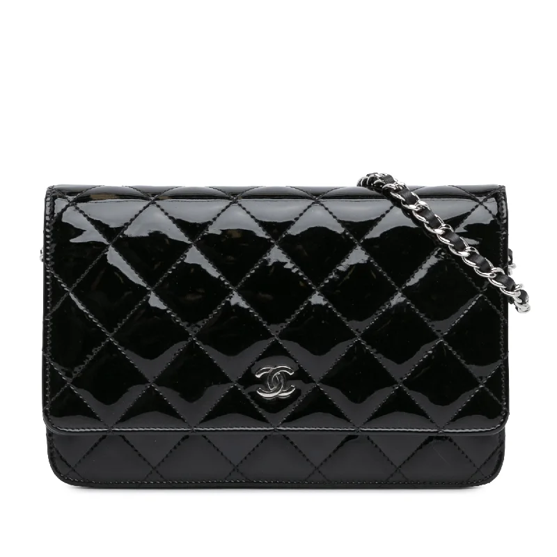 Chanel bags for those who value investment piecesBlack Chanel CC Quilted Patent Wallet On Chain Crossbody Bag