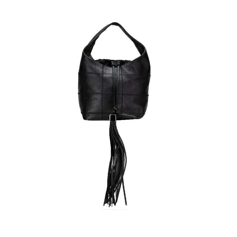 Chanel classicBlack Chanel Calfskin Square Stitch Bucket Bag