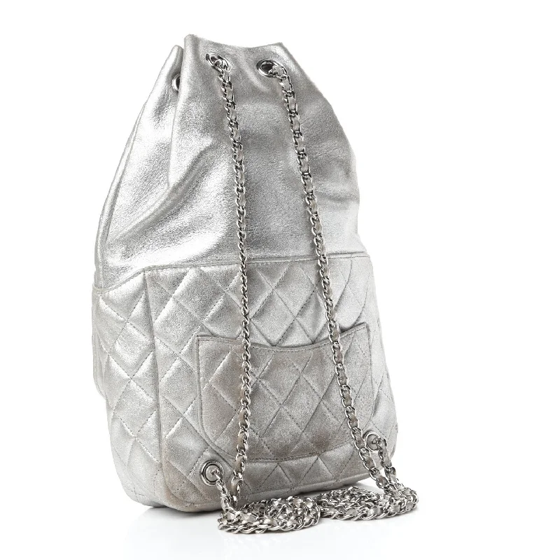 Chanel bags with classic and elegant designsChanel Quilted Metallic Silver Seoul Backpack