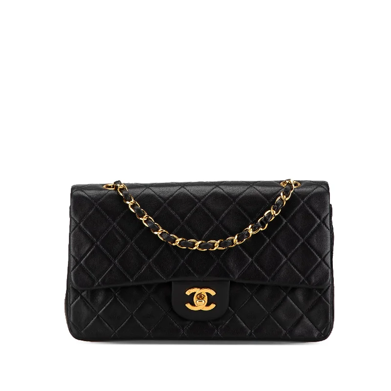 Chanel bags as wedding day accessoriesBlack Chanel Medium Classic Lambskin Double Flap Shoulder Bag