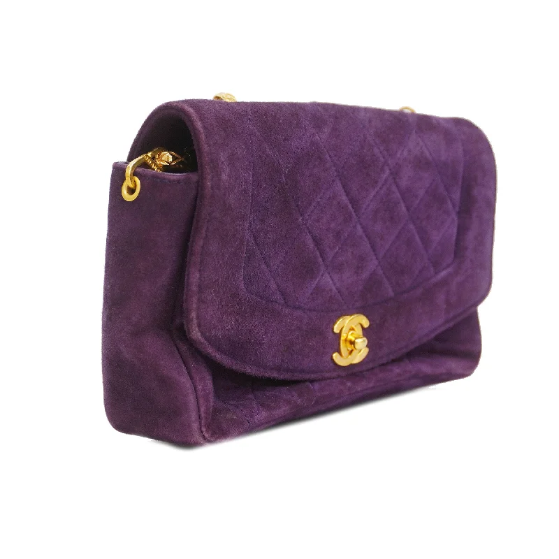 Chanel Lightweight Handbag for Daily ErrandsCHANEL[3bd3918-g]  Matelasse Diana Flap Chain Shoulder Suede Shoulder Bag Purple