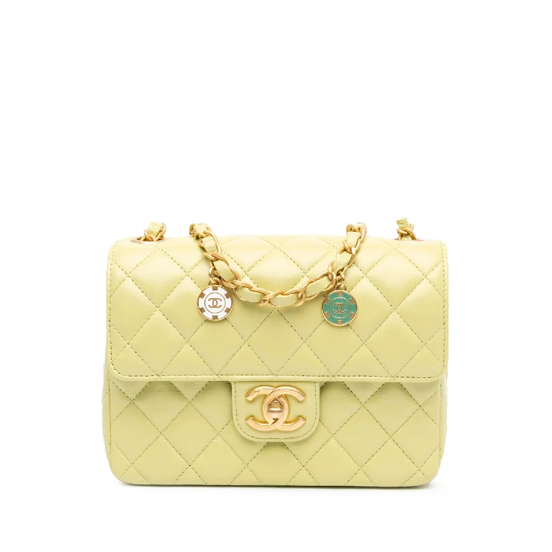 Chanel bags for women with a taste for high fashionYellow Chanel Mini Rectagular Classic Lambskin Casino Royale Charms Single Flap Crossbody Bag