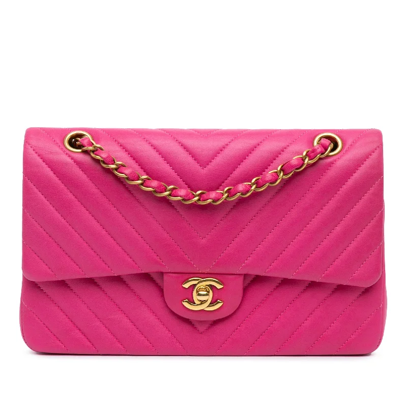 Chanel Small Crossbody Bag for TravelPink Chanel Medium Classic Chevron Lambskin Double Flap Shoulder Bag