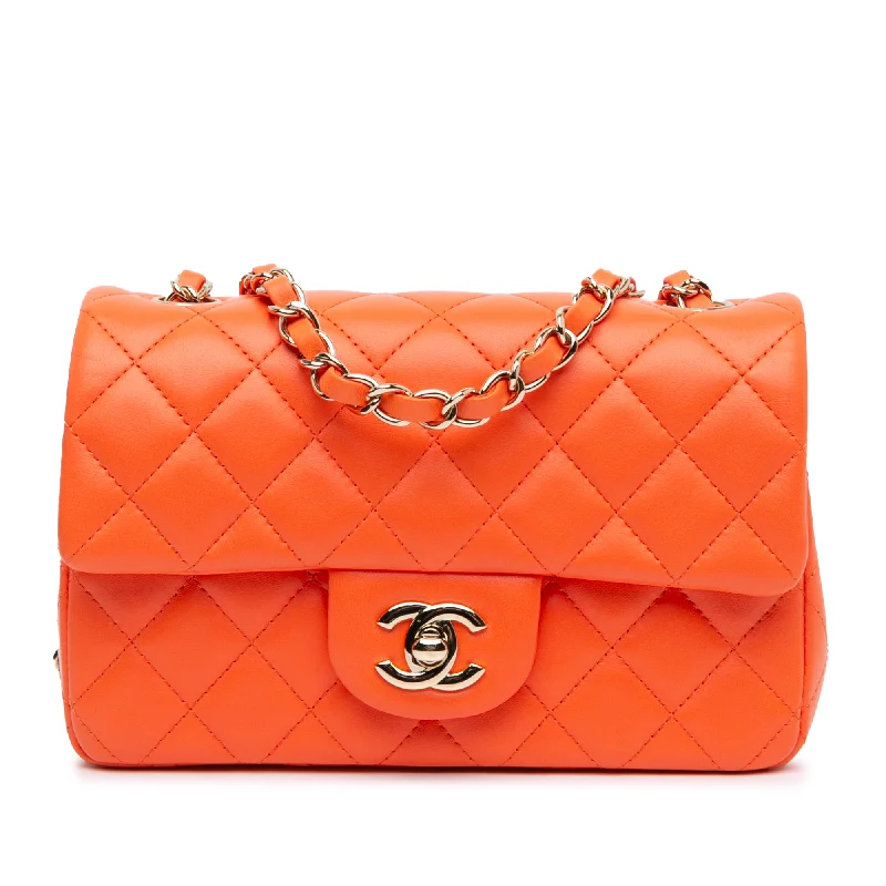 Chanel Quilted Leather Shoulder Bag for FashionistasOrange Chanel Mini Rectangular Classic Lambskin Single Flap Crossbody Bag