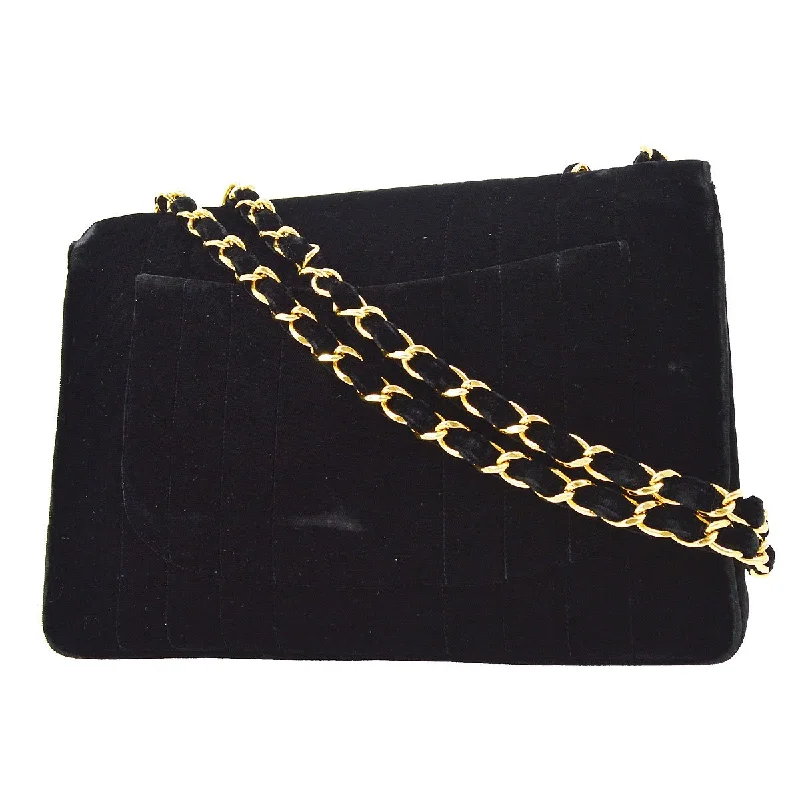 Chanel Lightweight Handbag for Daily ErrandsCHANEL★ 1994-1996 Black Velvet Vertical Classic Flap Jumbo ao28029