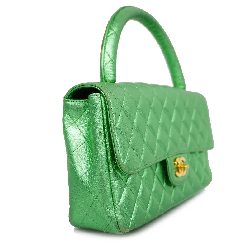 Chanel bags with modern touchesCHANEL[3ca0443]   handbag Matelasse parent-child bag lambskin metallic green gold metal