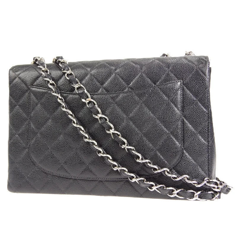 Chanel leather bags for everydCHANEL★ 2000-2001 Classic Flap Jumbo SHW Black Caviar 27375