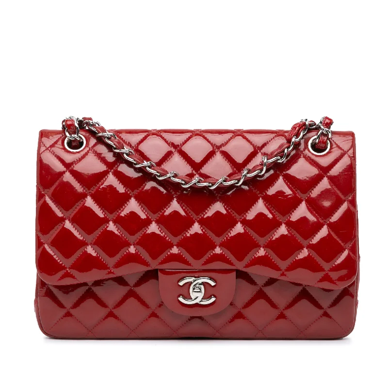 Chanel bags available in bold colors and patternsRed Chanel Jumbo Classic Patent Double Flap Shoulder Bag