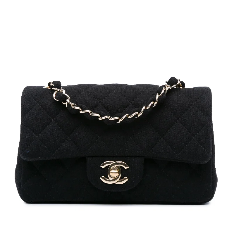 Chanel bags for women who appreciate fine craftsmanshipBlack Chanel Mini Rectangular Classic Jersey Single Flap Crossbody Bag