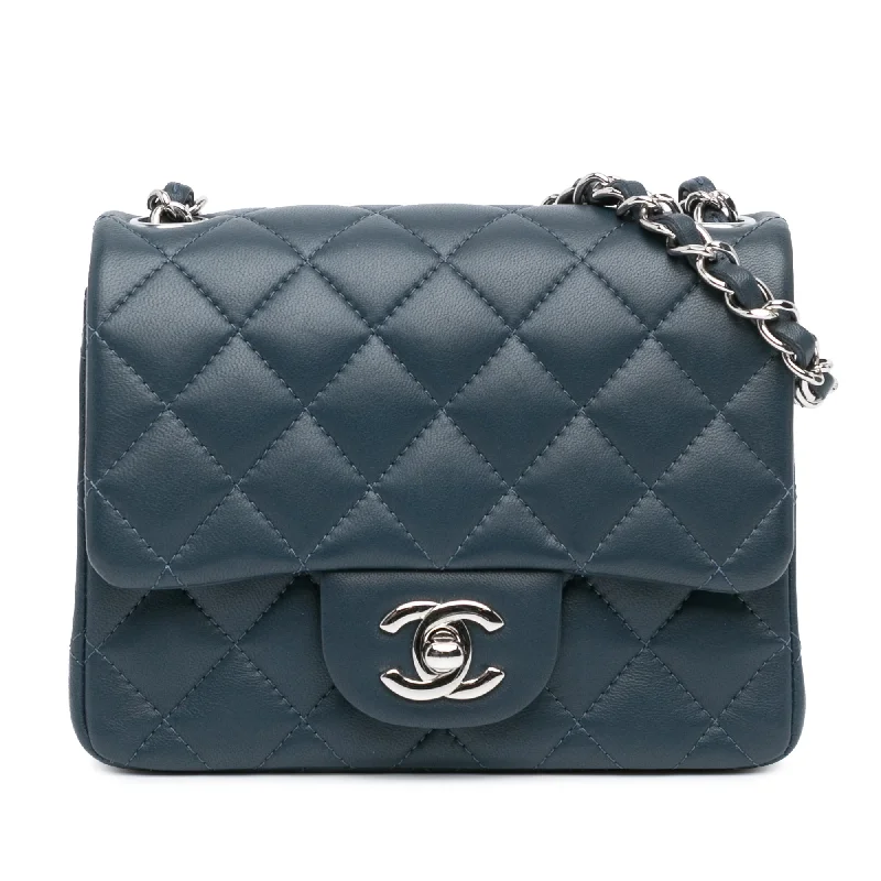 Chanel Handbag with Adjustable Strap for ComfortBlue Chanel Mini Square Classic Lambskin Single Flap Crossbody Bag