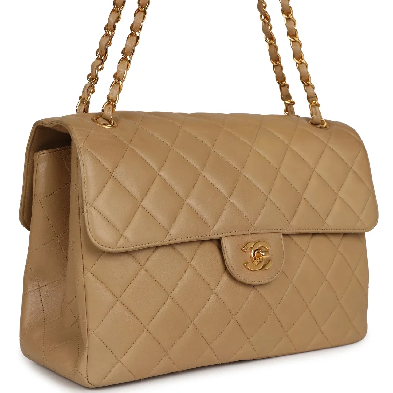 Chanel bags in luxury boutiques worldwideVintage Chanel Double Sided Flap Bag Taupe Lambskin Gold Hardware