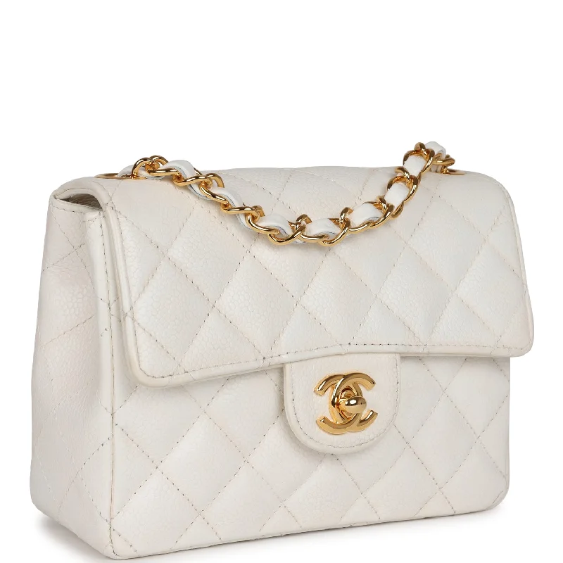 Chanel Medium Tote Bag for Office LadiesVintage Chanel Mini Square Flap White Caviar Gold Hardware