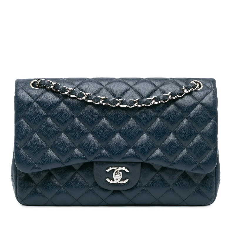 Chanel Medium Tote Bag for Office LadiesBlue Chanel Jumbo Classic Caviar Double Flap Shoulder Bag