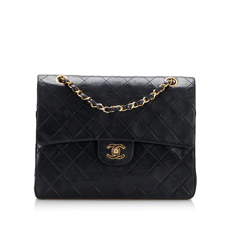 Chanel bags for women with minimalist styleBlack Chanel Medium Tall Classic Lambskin Double Flap Shoulder Bag