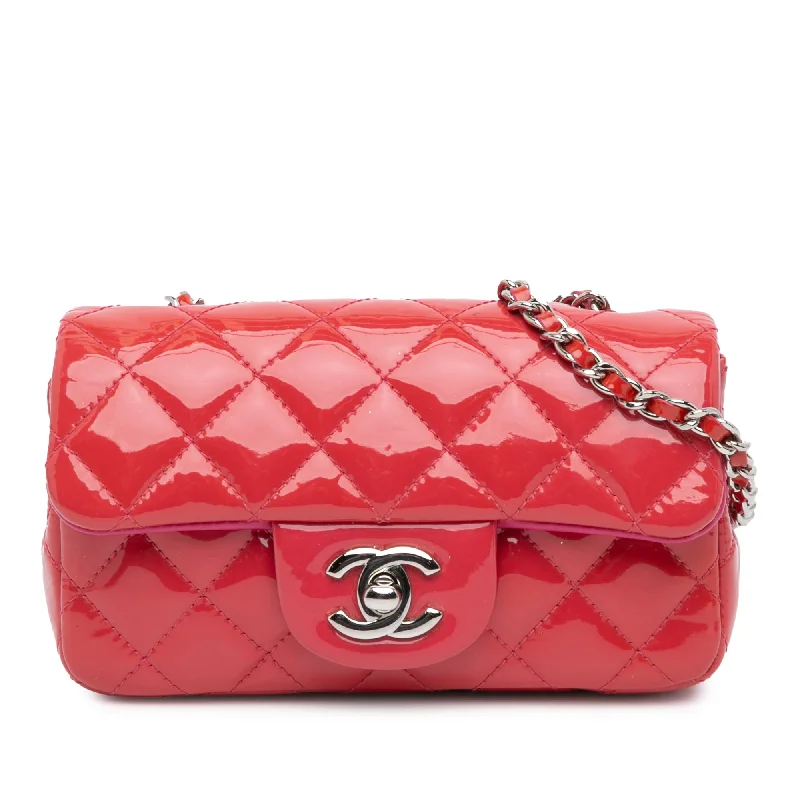 Chanel classicRed Chanel Extra Mini Rectangular Classic Patent Flap Crossbody Bag