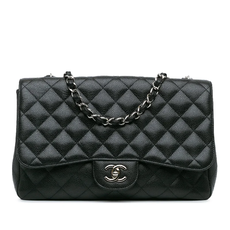 Chanel Vintage Inspired Handbag for Retro LoversBlack Chanel Jumbo Classic Caviar Single Flap Shoulder Bag