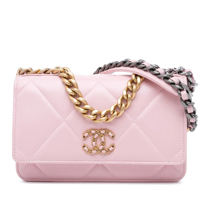 Chanel bags sale 2025Pink Chanel Quilted Lambskin 19 Wallet on Chain Satchel