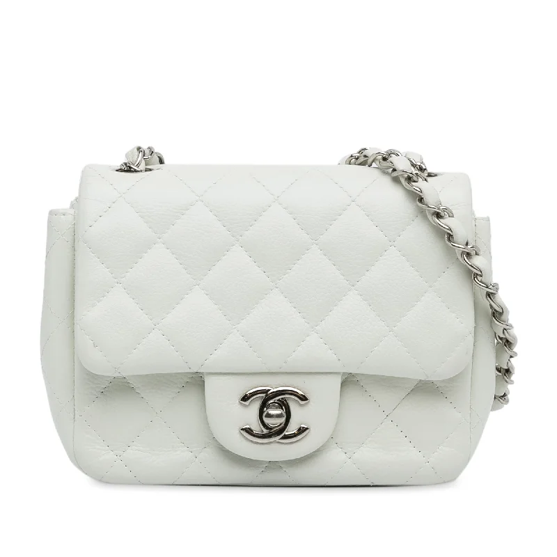 Chanel bags in luxury boutiques worldwideWhite Chanel Mini Square Classic Caviar Single Flap Crossbody Bag