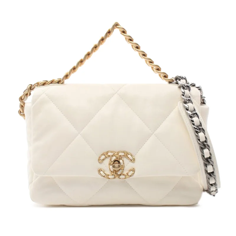 Chanel bags with modern touchesWhite Chanel Medium Lambskin 19 Flap Satchel