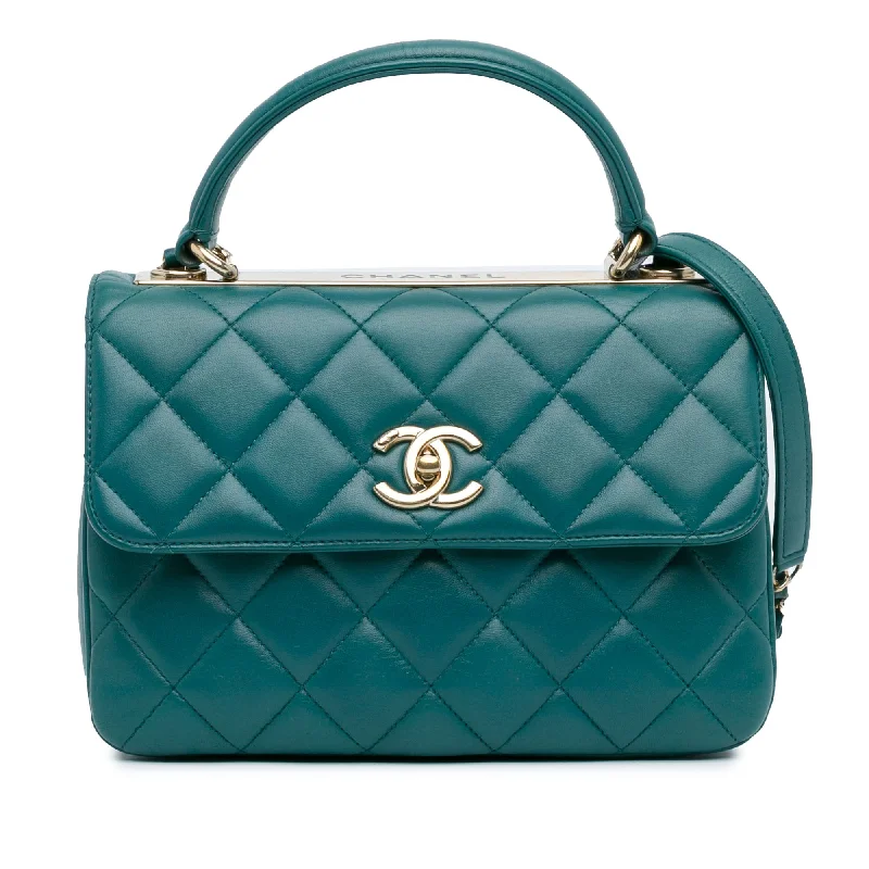 Chanel New Arrival Handbag with Gold HardwareGreen Chanel Small Quilted Lambskin Trendy CC Flap Satchel