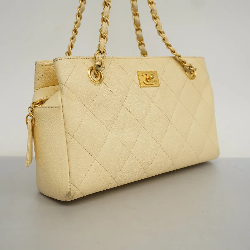 Chanel All - Match Handbag for Versatile StylingCHANEL[3ae5076]   Shoulder Bag Matelasse Chain Shoulder Caviar Skin Ivory Gold metal