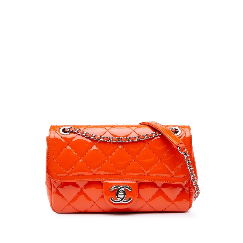 Chanel bags with classic and elegant designsOrange Chanel Small Patent Coco Shine Flap Crossbody Bag