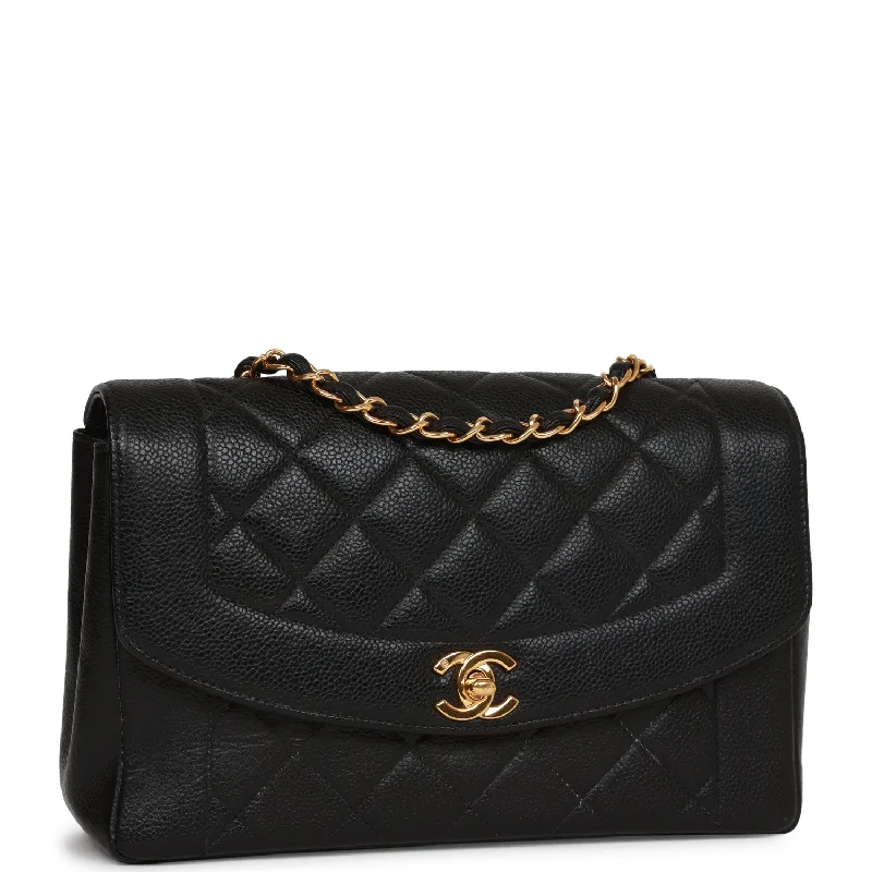 Chanel bags with exclusive seasonal releasesVintage Chanel Medium Diana Flap Bag Black Caviar Gold Hardware