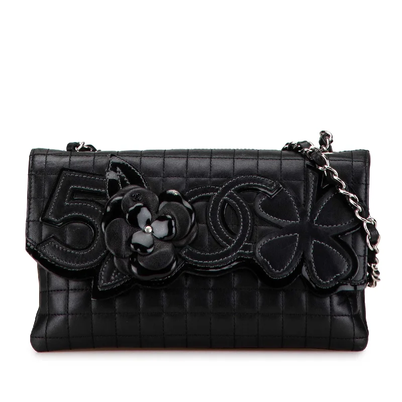 Chanel bags for those who value investment piecesBlack Chanel Choco Bar Calfskin Camellia No. 5 CC Shoulder Bag