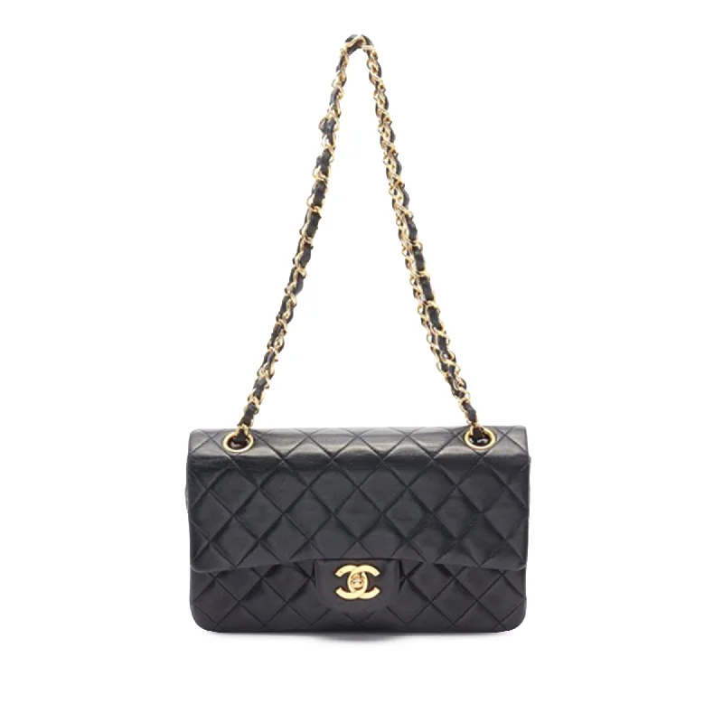 Chanel bags as wedding day accessoriesBlack Chanel Small Classic Lambskin Double Flap Shoulder Bag