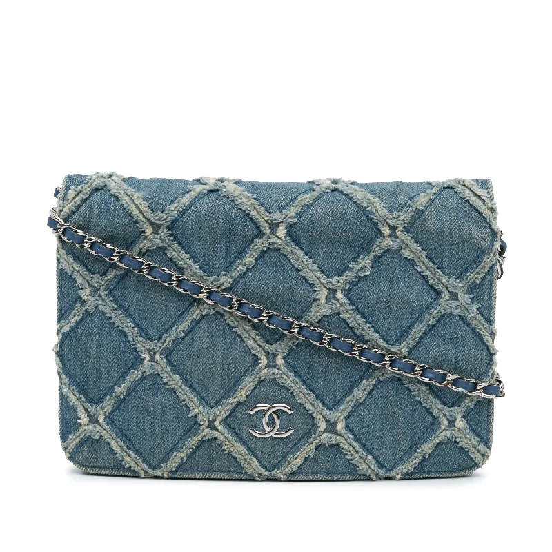 Chanel Classic Flap Bag for Evening PartyBlue Chanel Frayed Denim Wallet On Chain Crossbody Bag