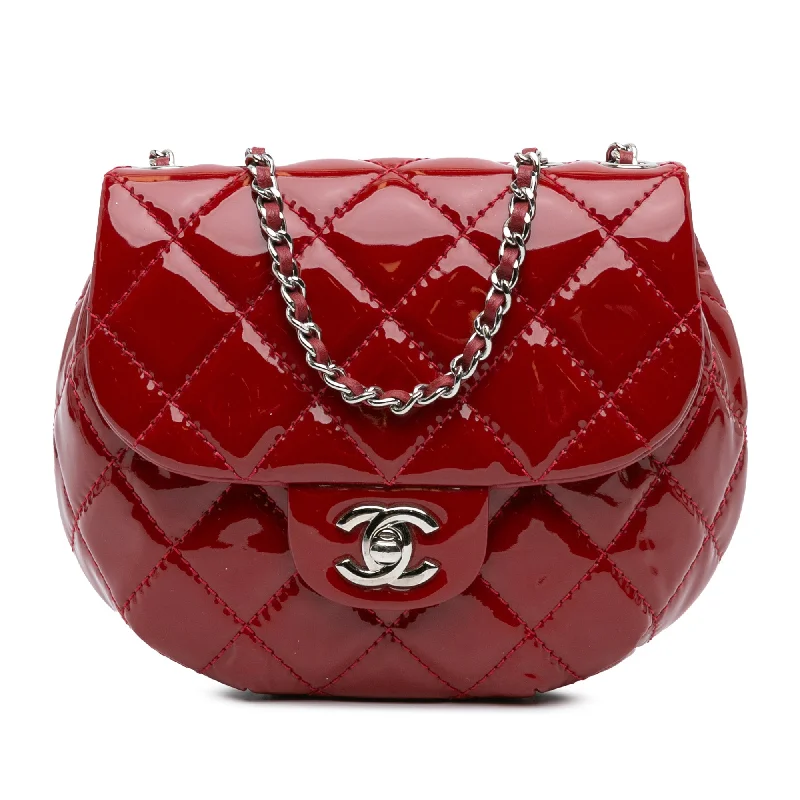 Chanel Luxury Handbag for High - End EventsRed Chanel Mini Quilted Patent Bubble Flap Crossbody Bag