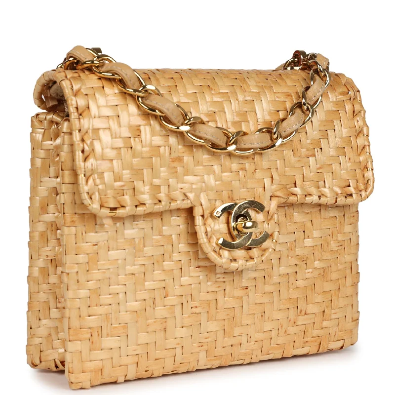 Chanel Classic Flap Bag for Evening PartyVintage Chanel Mini Flap Bag Natural Wicker Gold Hardware