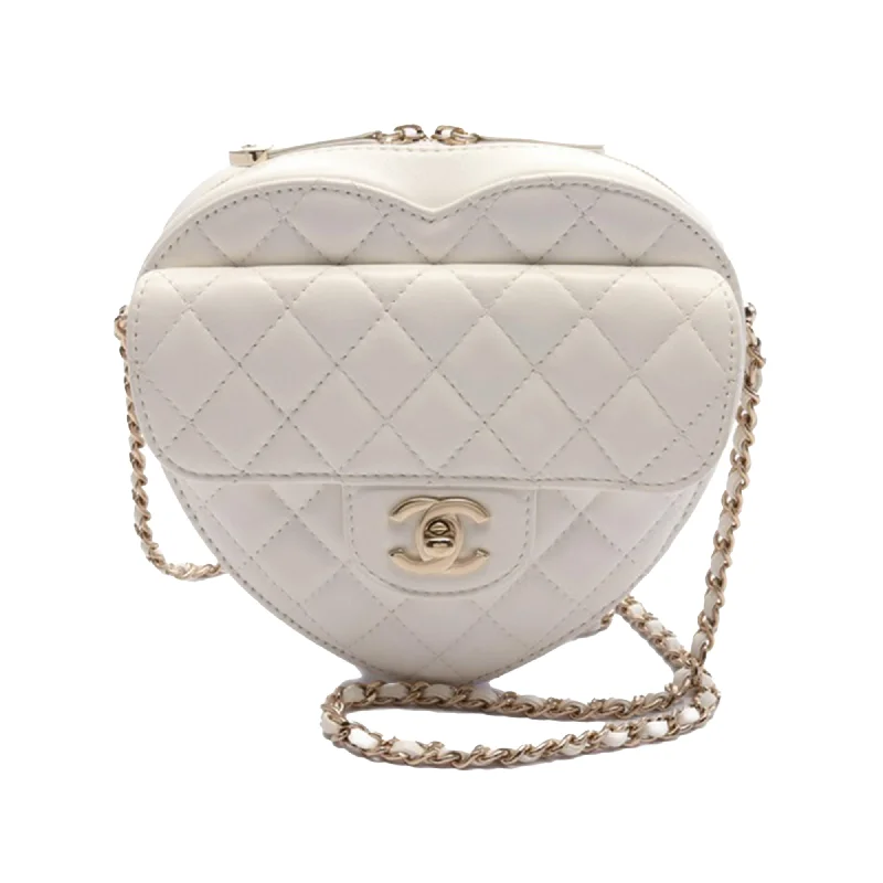 Chanel bags for a polished and professional appearanceWhite Chanel Large Lambskin CC in Love Heart Crossbody