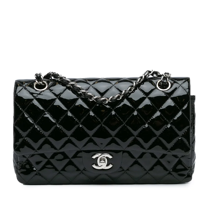 Chanel Quilted Leather Shoulder Bag for FashionistasBlack Chanel Medium Classic Patent Double Flap Shoulder Bag