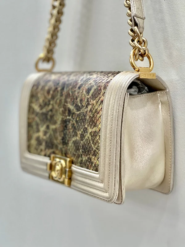 Chanel bags that pair perfectly with any outfitChanel Boy Metallic Gold Python Flap Bag