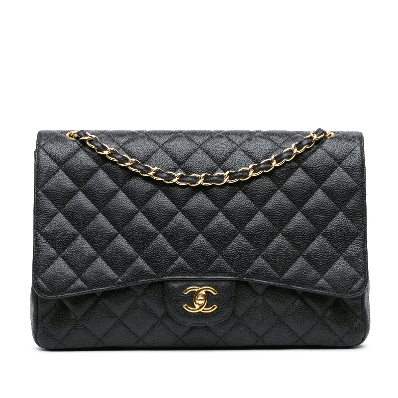 Chanel bags with exclusive seasonal releasesBlack Chanel Maxi Classic Caviar Single Flap Shoulder Bag