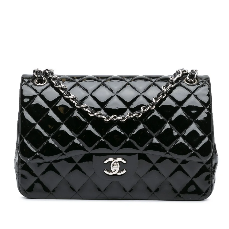 Chanel Colorful Handbag for Spring OutfitsBlack Chanel Jumbo Classic Patent Double Flap Shoulder Bag