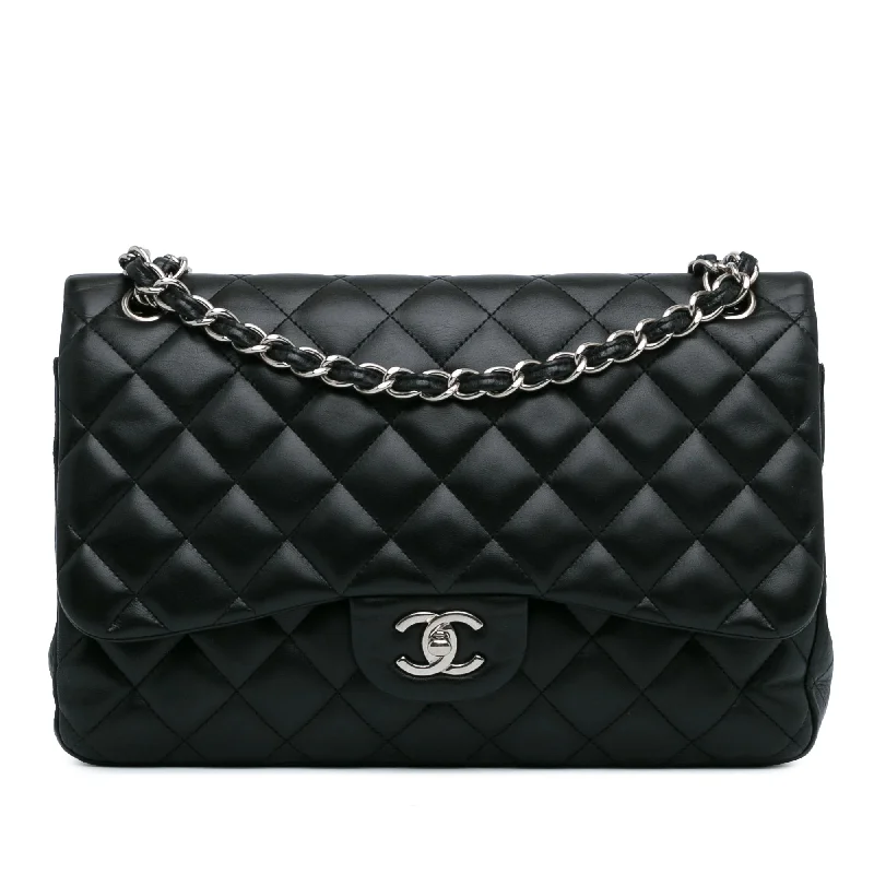 Chanel Handbag with Adjustable Strap for ComfortBlack Chanel Jumbo Classic Lambskin Double Flap Shoulder Bag