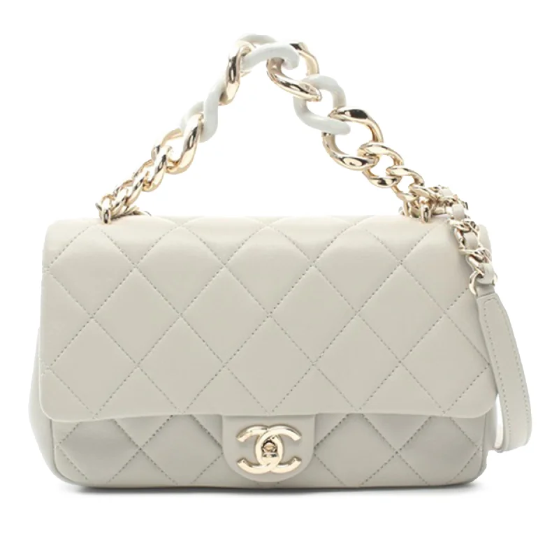 Chanel bags for women who love timeless fashionGray Chanel Small Lambskin Elegant Chain Single Flap Satchel