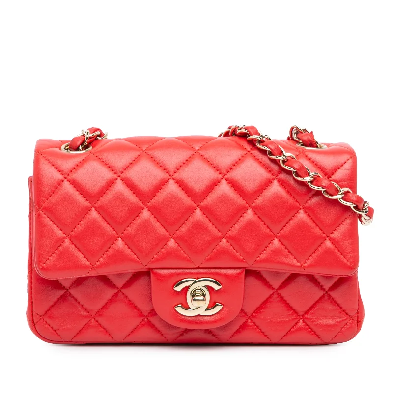 Chanel Lightweight Handbag for Daily ErrandsRed Chanel Mini Rectangular Classic Lambskin Single Flap Crossbody Bag