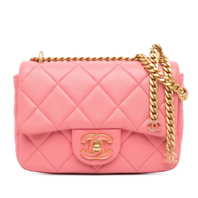 Chanel Colorful Handbag for Spring OutfitsPink Chanel Mini Lambskin Pending CC Flap Crossbody Bag