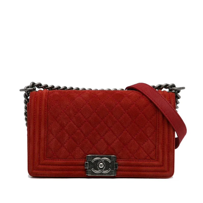 Chanel bags for a polished and professional appearanceRed Chanel Medium Caviar Boy Flap Bag