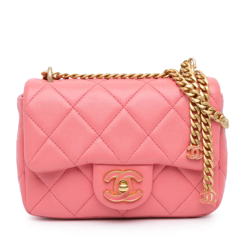 Chanel leather bags for everydPink Chanel Mini Lambskin Pending CC Flap Crossbody Bag