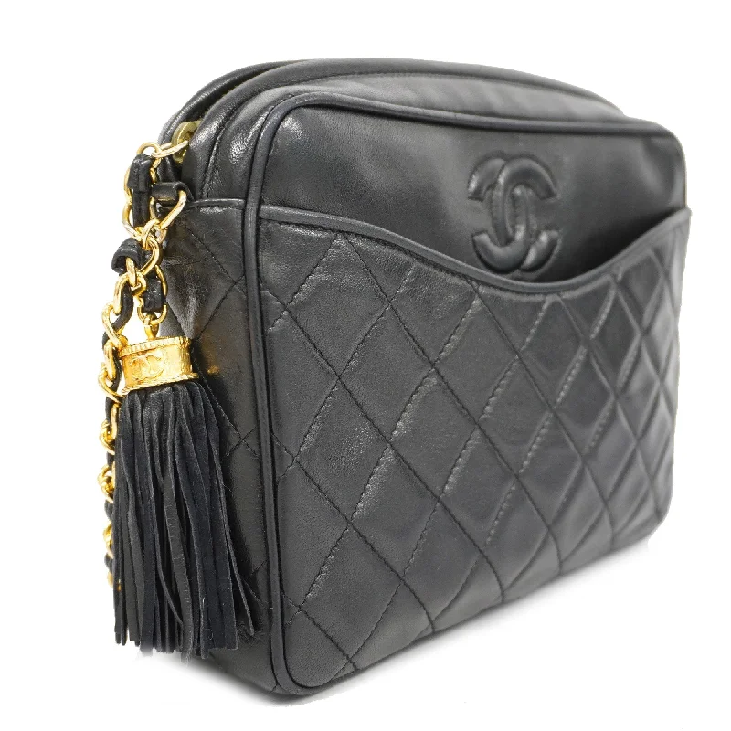 Chanel bags sale 2025CHANEL[3bd5058]   Shoulder Bag Matelasse Chain Shoulder with Fringe Lambskin Black Gold metal