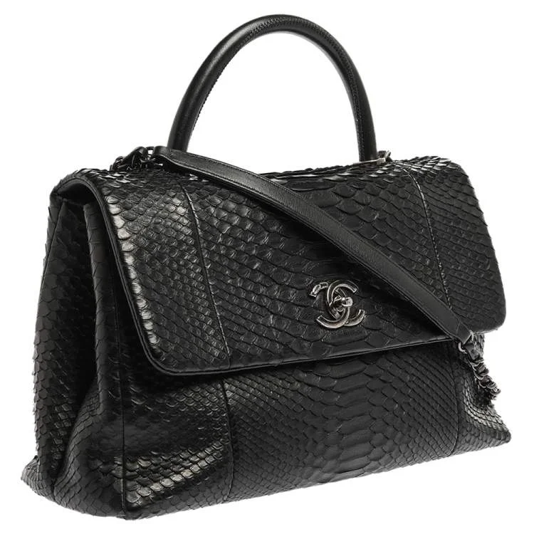 Chanel bags sale 2025Chanel Black Python Medium Coco Top Handle Bag