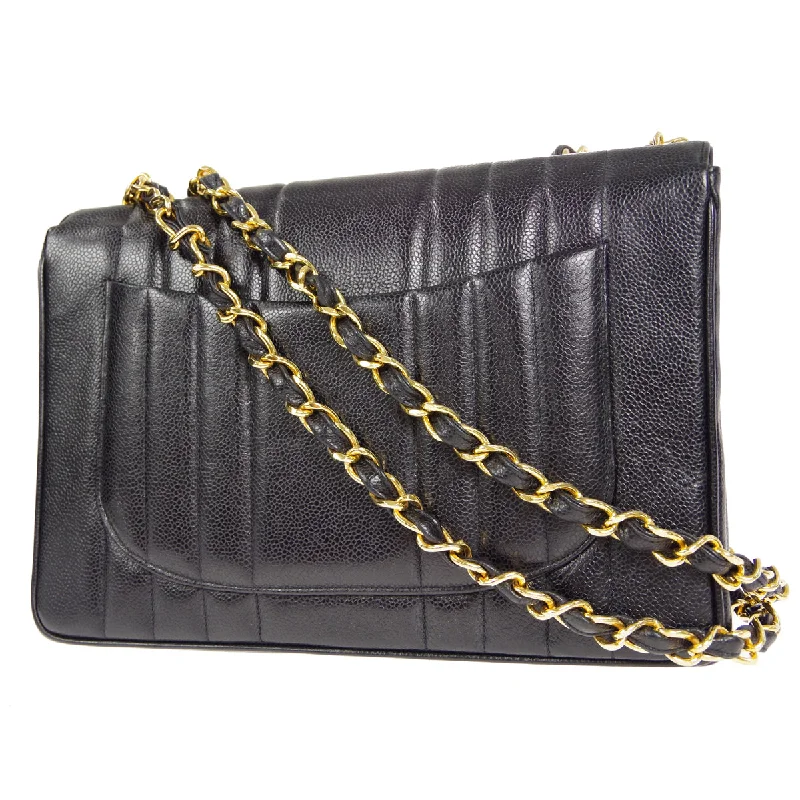 Chanel New Arrival Handbag with Gold HardwareCHANEL★ 1991-1994 Vertical Classic Flap Jumbo Black Caviar 17219