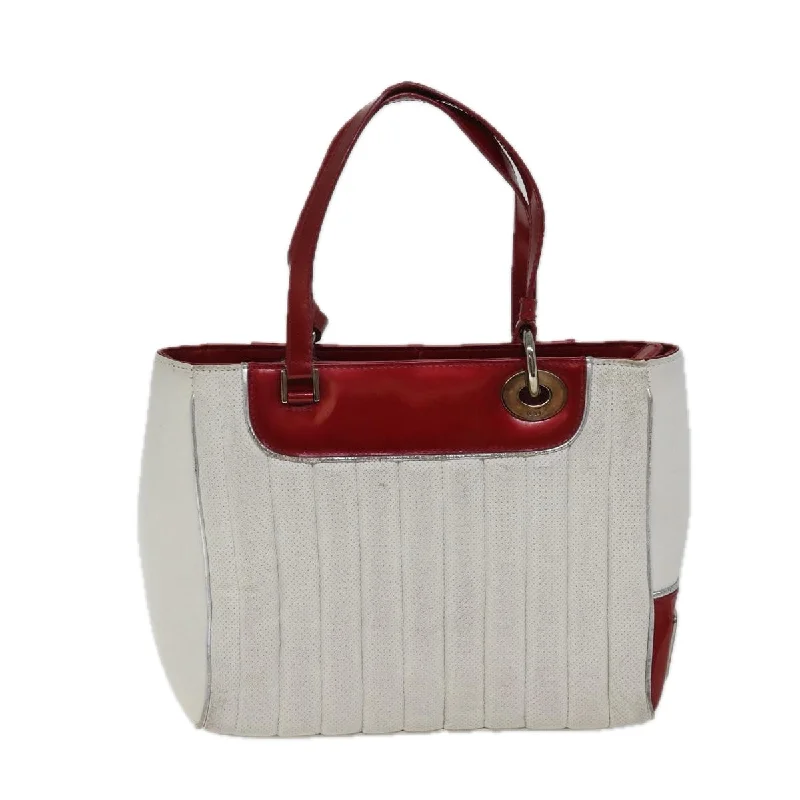 Contemporary Christian Dior handbags with a unique shapeCHRISTIAN DIOR Hand Bag Leather White Red Auth 71321